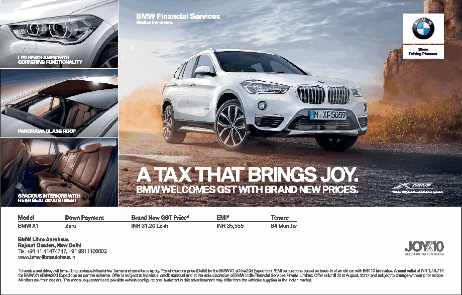 BMW Joyx10 A Tax That Brings Joy BMW Welcomes Gst With Brand New Prices 