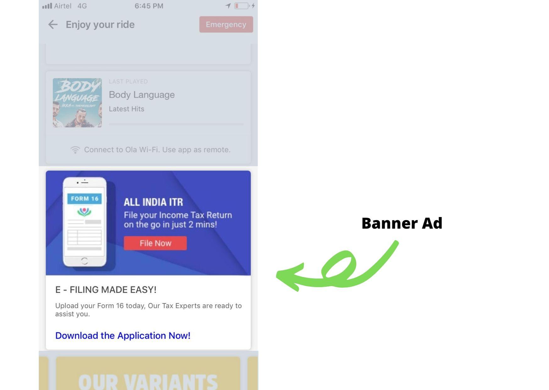 OLA, App - Banner Advertising Option 1 OLA, App - Banner Advertising Option 1