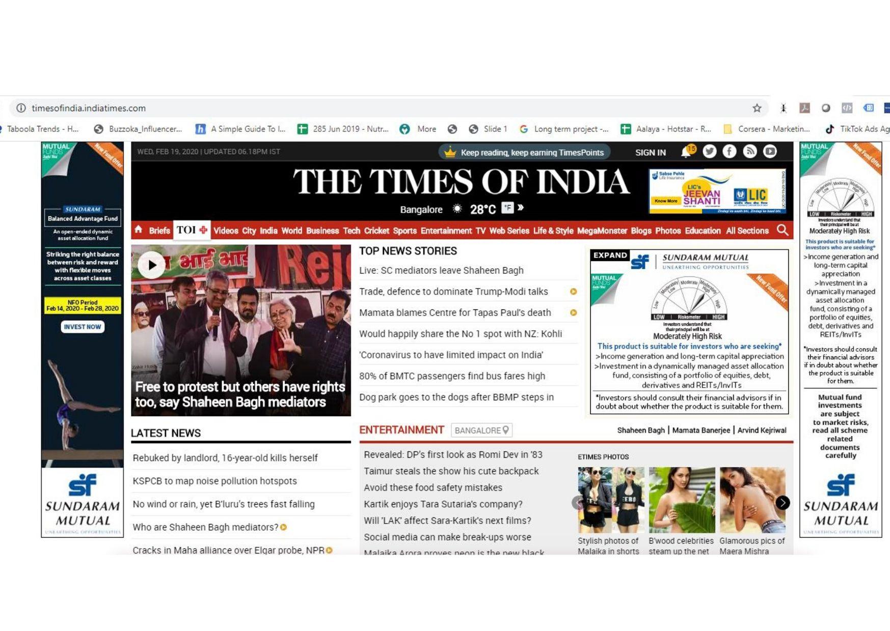 Times of India - Banner Advertising - Option 1 Times of India - Banner Advertising - Option 1