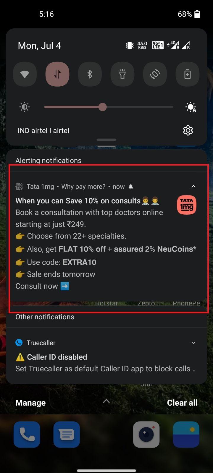 1mg Push Notification Advertisng 1mg Push Notification Advertisng