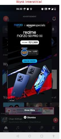 Wynk interstitial Banner Advertising