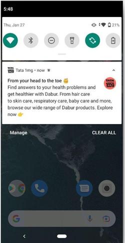 1mg Push Notification Advertisng