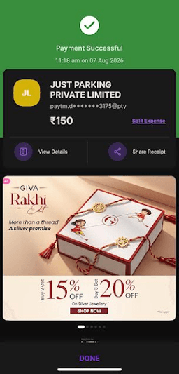 Post Payment Screen