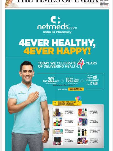 Times Of India Delhi Advertisement For Netmeds