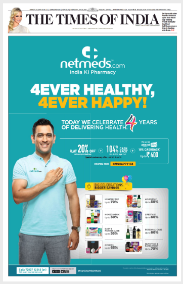 Times of India Delhi Advertisement for Netmeds