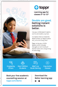 Times Of India Bangalore Display Ad For Toppr App