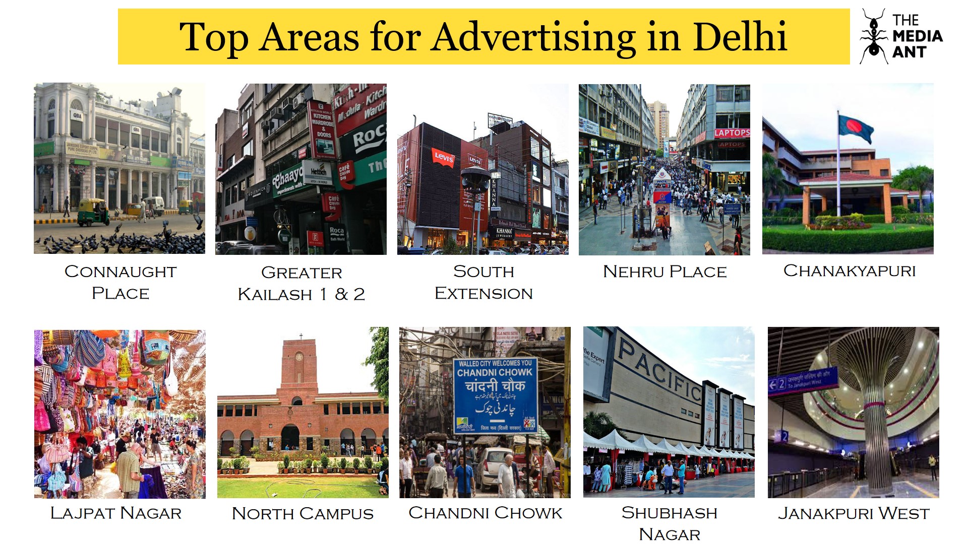 top areas for advertising in Delhi