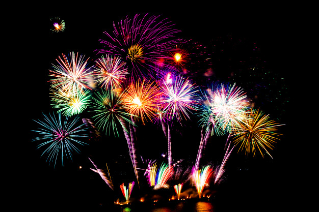 Beautiful Fireworks Display Black Sky 74190 1062