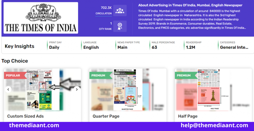 Advertising In Times Of India Advertising In Times Of India