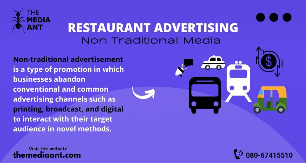 Restaurant advertising in non traditional media