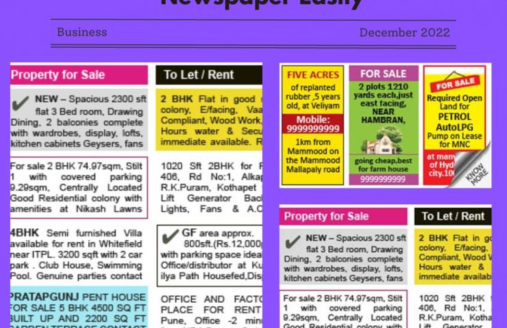 Book To Let Advertisement In Newspaper Easily