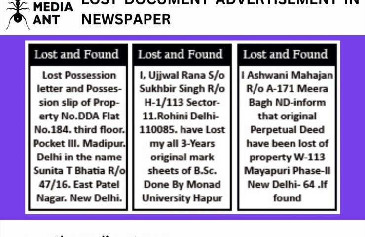 Book Lost Document Ad In Newspaper