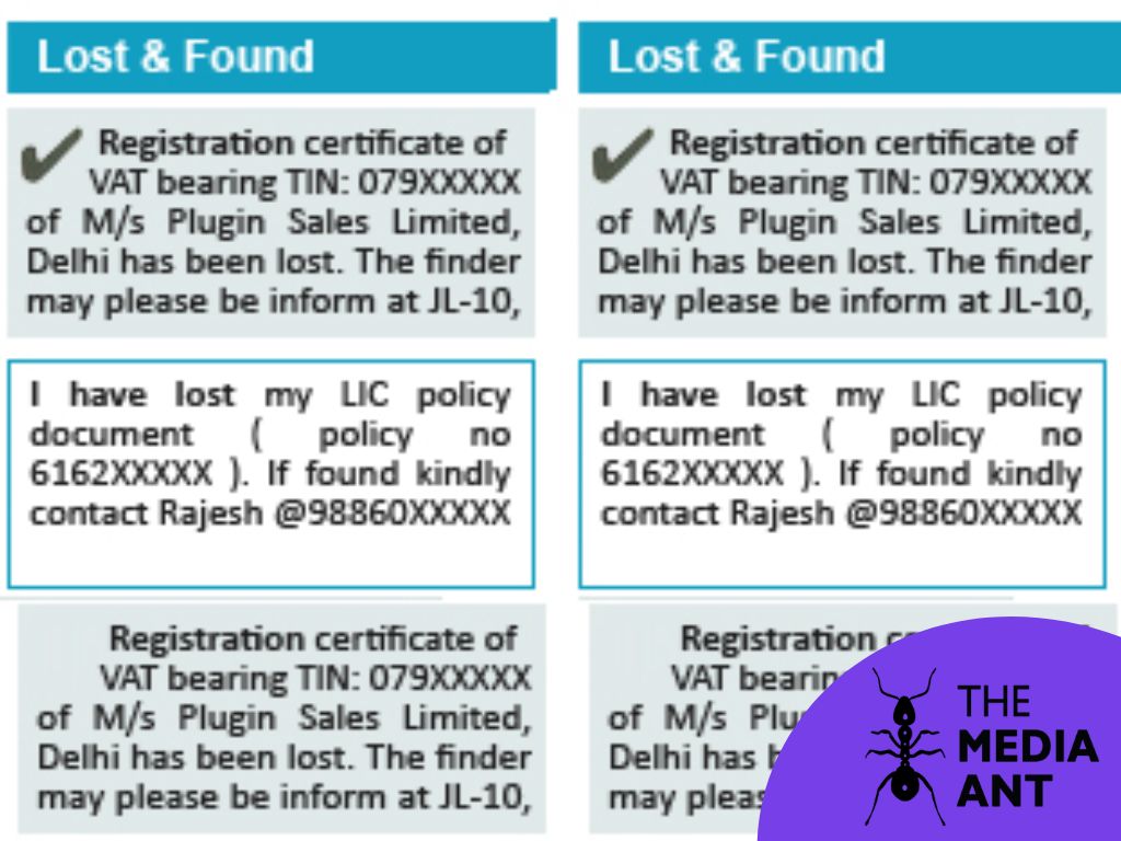 Lost Document Advertisement Examples Lost Document Advertisement Examples