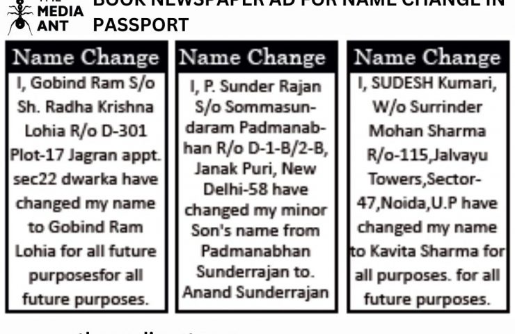 Book Newspaper Ad For Name Change In Passport